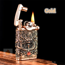 Load image into Gallery viewer, chief rocker kerosene lighter, retro vintage nostalgic mechanical grinding wheel creative personality windproof lighter OL015
